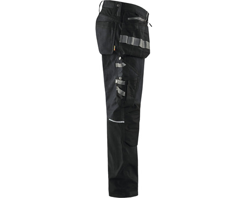 Svarta arbetsbyxor med flera fickor och reflexdetaljer