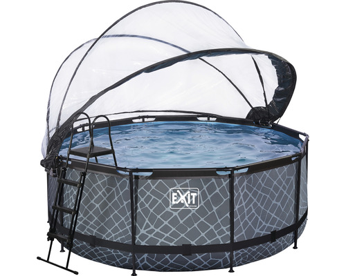 Ovanmarkspool med skydd och stege