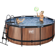 Pool EXIT WoodPool Ø360x122 cm inkl. patronfilterpump & stege träutseende