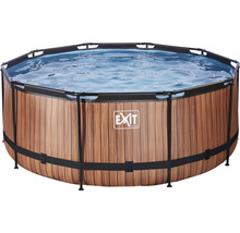 Pool EXIT WoodPool Ø360x122 cm inkl. patronfilterpump & stege träutseende