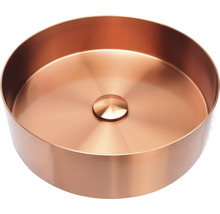 Runt tvättställ för bänkskiva av metall med avloppsarmatur