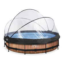 Rund ovanjordisk pool med lock
