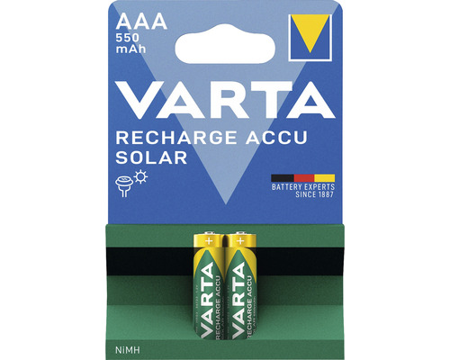 Varta Recharge Accu Solar AAA-batterier, 550 mAh, 2-pack