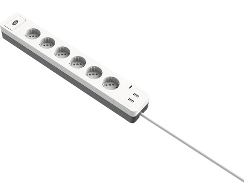 Grenuttag med sex uttag och två USB portar