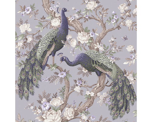 Tapet med påfågel- och blommotiv