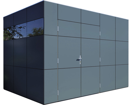 Modern förvaringsbox med fönster och dörr