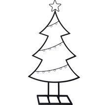 Julgran silhuett med stjärna och ljus som konturgrafik