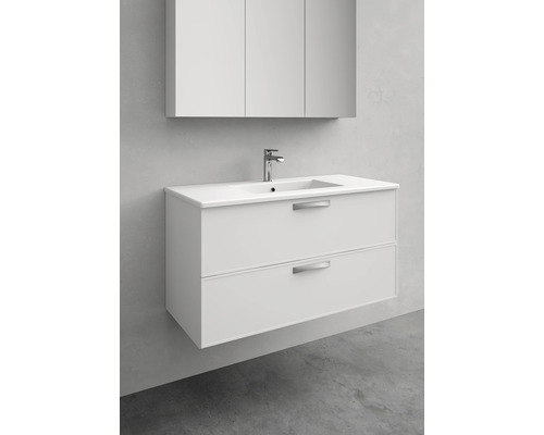 Tvättställ med underskåp och spegelskåp för väggmontering i badrummet