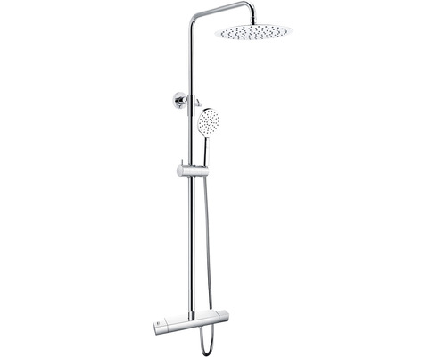 Takduschset NORO City krom blank med termostatblandare duschhuvud 200 mm 310110 Duschsystem med takdusch, handdusch och termostat