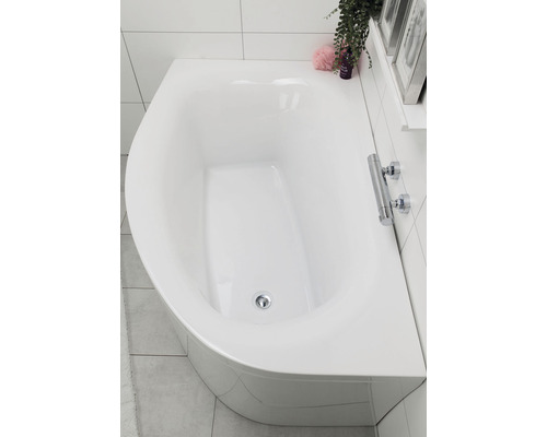 Hörnbadkar NORO Soft noro vit slät högerutförande utrymmesbesparande 1000x1600 mm 7307664