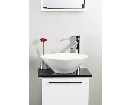 Tvättställ med tvättställsskål, armatur och underskåp för badrummet