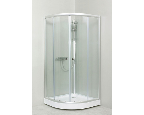 Dusch med duschkabin och termostat