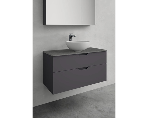 Tvättställ med två lådor, handfat och spegelskåp