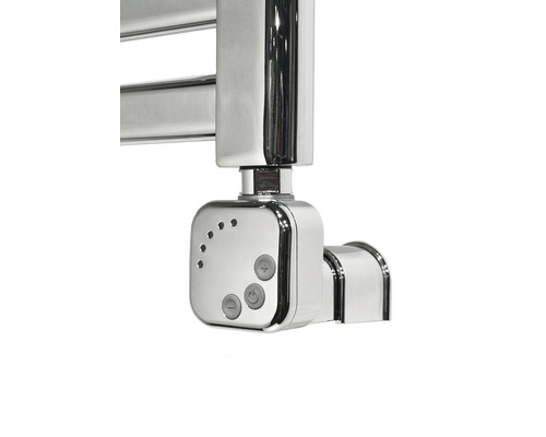 Detaljvy av en radiatortermostat med reglage på en handdukstork