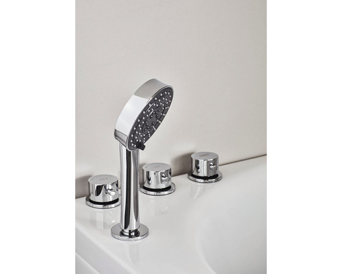 Fristående badkarsblandare med handdusch och vred