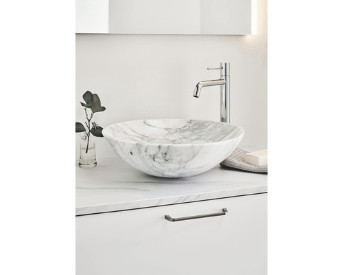 Handfat NORO Marble marmor grå vit rund 420 mm 320250