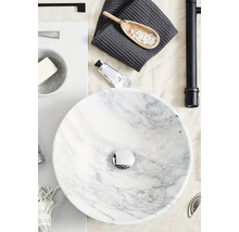 Handfat NORO Marble marmor grå vit rund 420 mm 320250