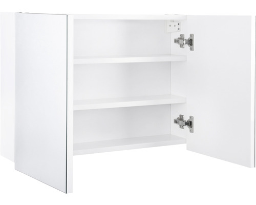 Öppet spegelskåp med tre hyllor för badrum