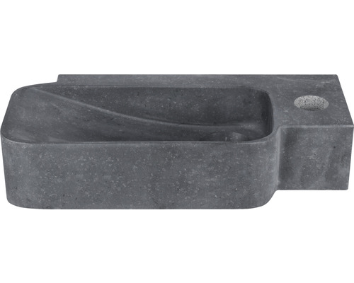 Grå tvättställsskål i sten med förvaringsutrymme