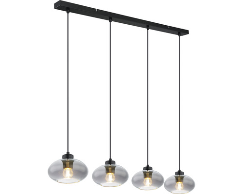 Pendellampa med fyra lampor och glasskärmar