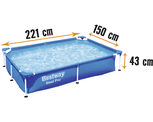Pool BESTWAY® Family 221x150x43cm utan tillbehör blå