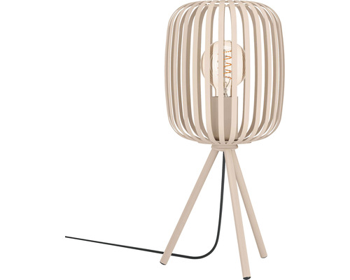 Bordslampa med lampskärm av ribbor och trebent fot