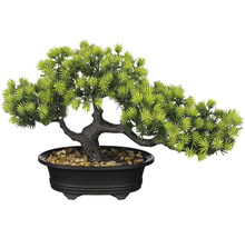 Konstgjord bonsai i kruka med stenar