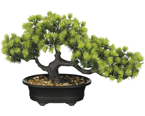 Konstväxt MICA Bonsai i kruka grön 33x13x21cm Konstgjord bonsai i kruka med stenar