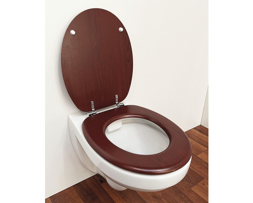 Bild på en toalett med öppet trälock