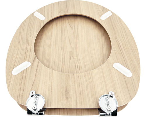 Toalettsits i trä med kromade gångjärn