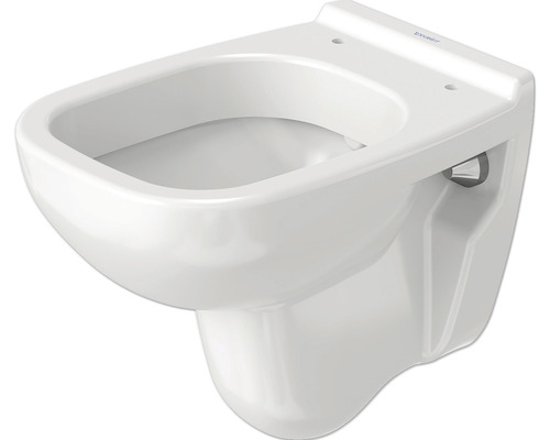Vägghängd toalett DURAVIT D-Code kort modell utan WC-sits vit blank P-lås