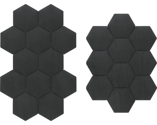 Två sexkantiga mörkgrå väggpaneler