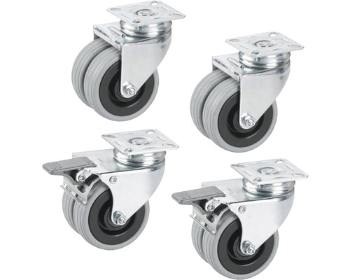 Fyra möbelhjul med parkeringsbroms