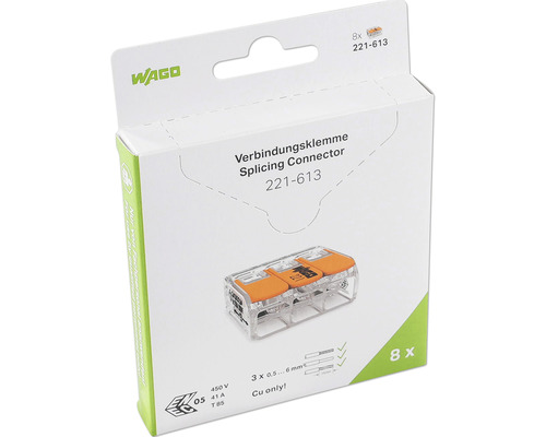 Wago kopplingsklämmor 221-613, 8-pack