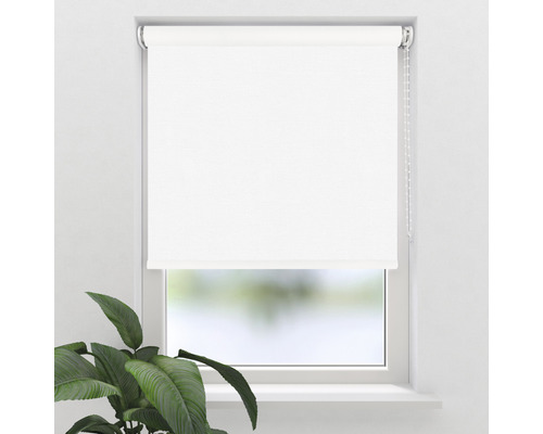 Fönster med en vit rullgardin