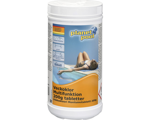 Veckoklor PLANET POOL Multifunktion 200g tabletter 1kg Planet Pool Multiklor multifunktionstabletter, 200 gram