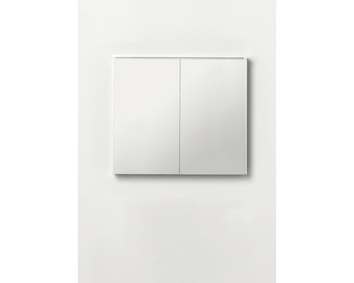 Spegelskåp HAFA Edge trä matt vit LED 80x70 cm
