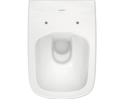 Vit vägghängd toalett med djup spolning av sanitetskeramik med Duravit-logotyp