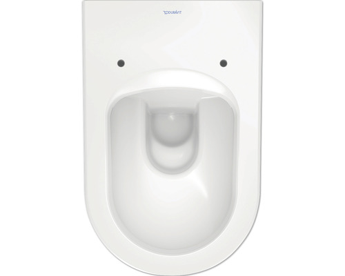 Duravit vägghängd toalett med djup spolning utan spolkant, uppifrån