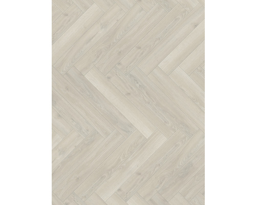 Ljust laminatgolv i fiskbensmönster