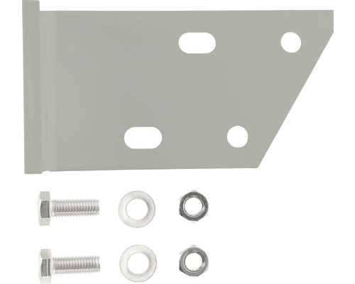 Monteringsfäste i metall med skruvar, muttrar och brickor