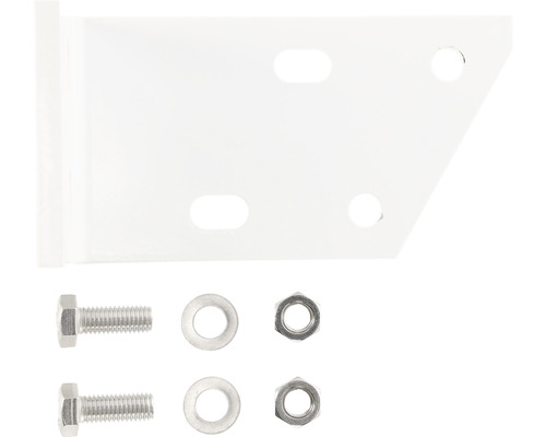 Metallvinkel med skruvar, muttrar och brickor