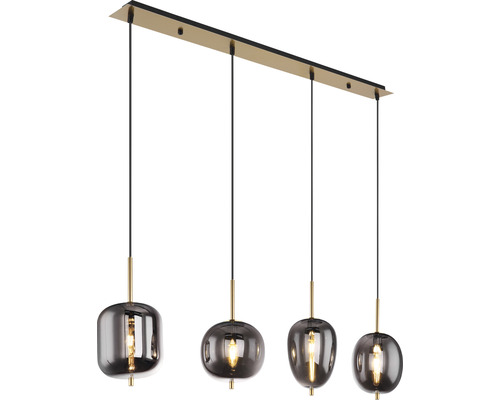 Pendellampa med fyra rökfärgade glasskärmar