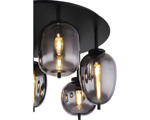 Taklampa med flera glaskulor och lampor