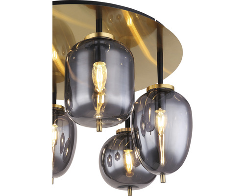 Taklampa med flera glaskolvar och ljuskällor