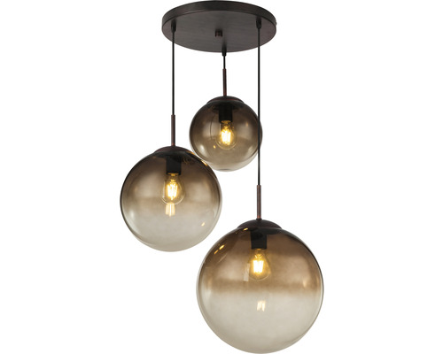 Pendellampa med tre sfäriska glasskärmar