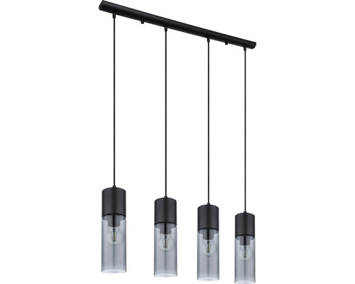 Pendellampa med fyra lampor och cylindrar av glas