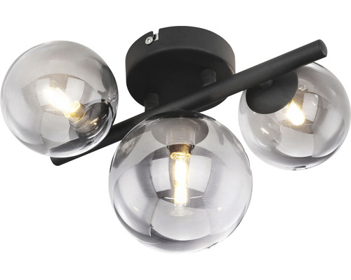 Taklampa med tre transparenta glaskulor