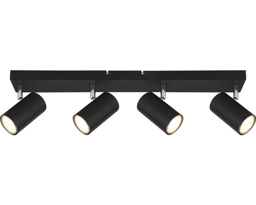 Svart taklampa med fyra spotlights