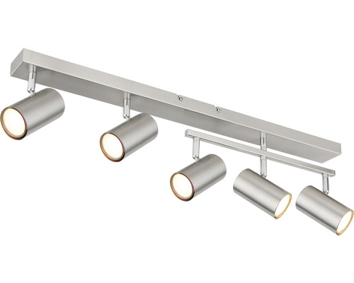 Taklampa med fem spotlights i metall